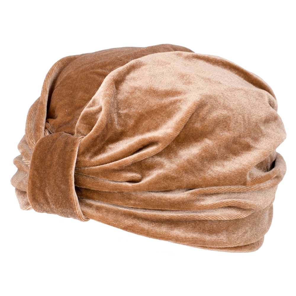 Hat velvet ruched brown