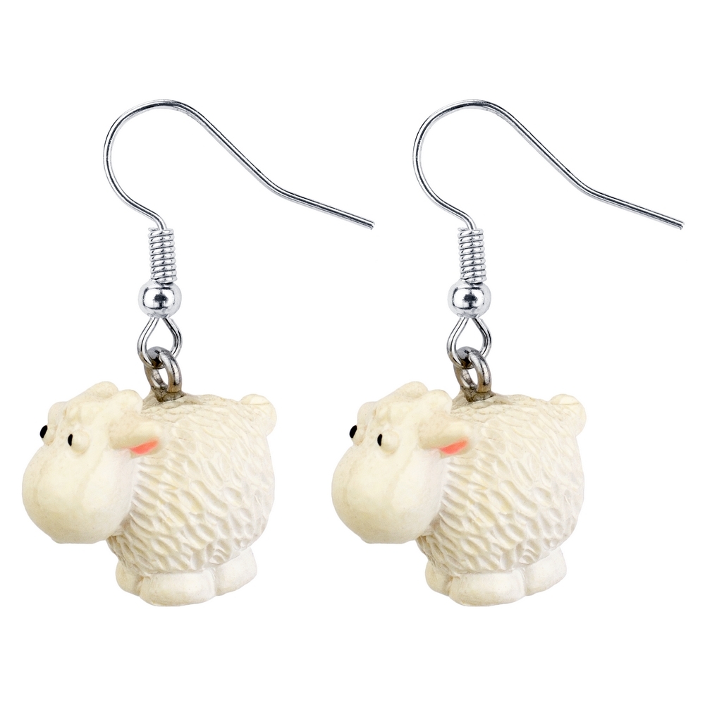 Drop earring resin sheep white