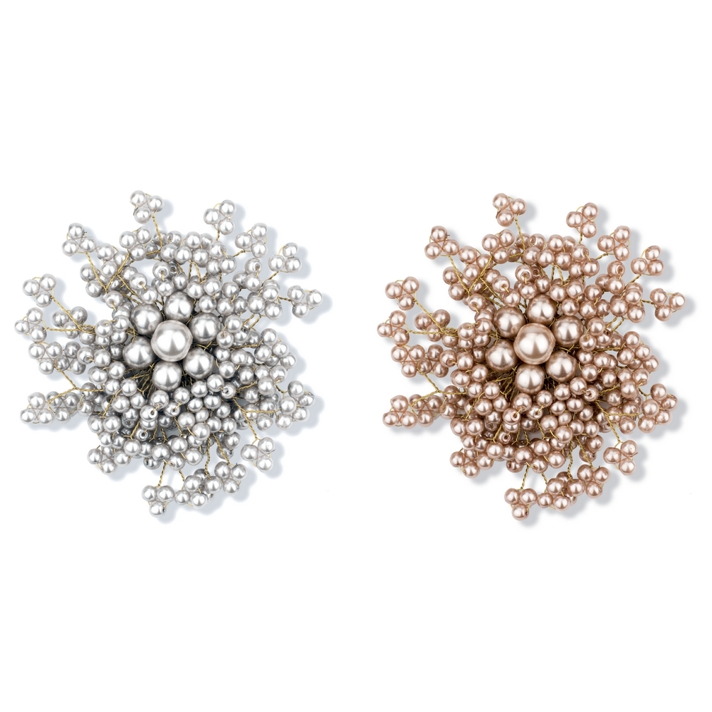 Brooch resin Brooch pearl burst white & gold