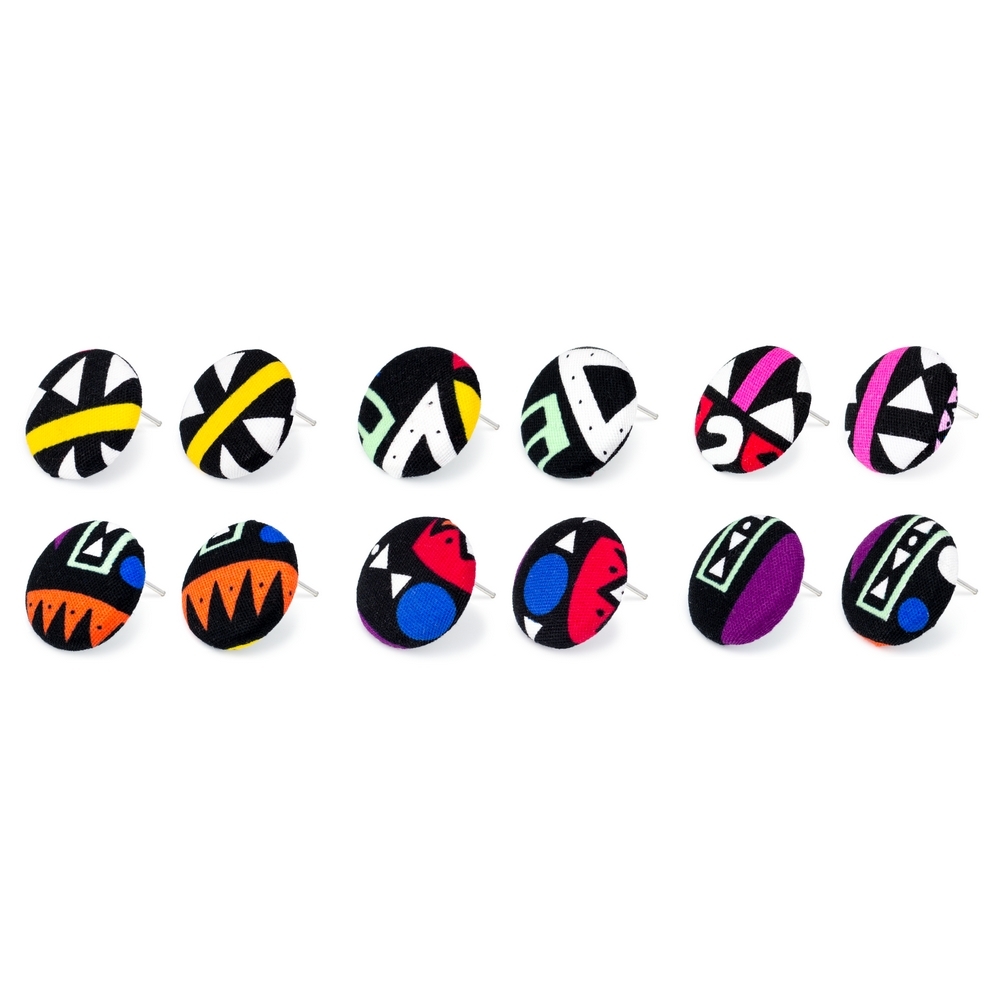 Stud earring cotton geometric assorted colours