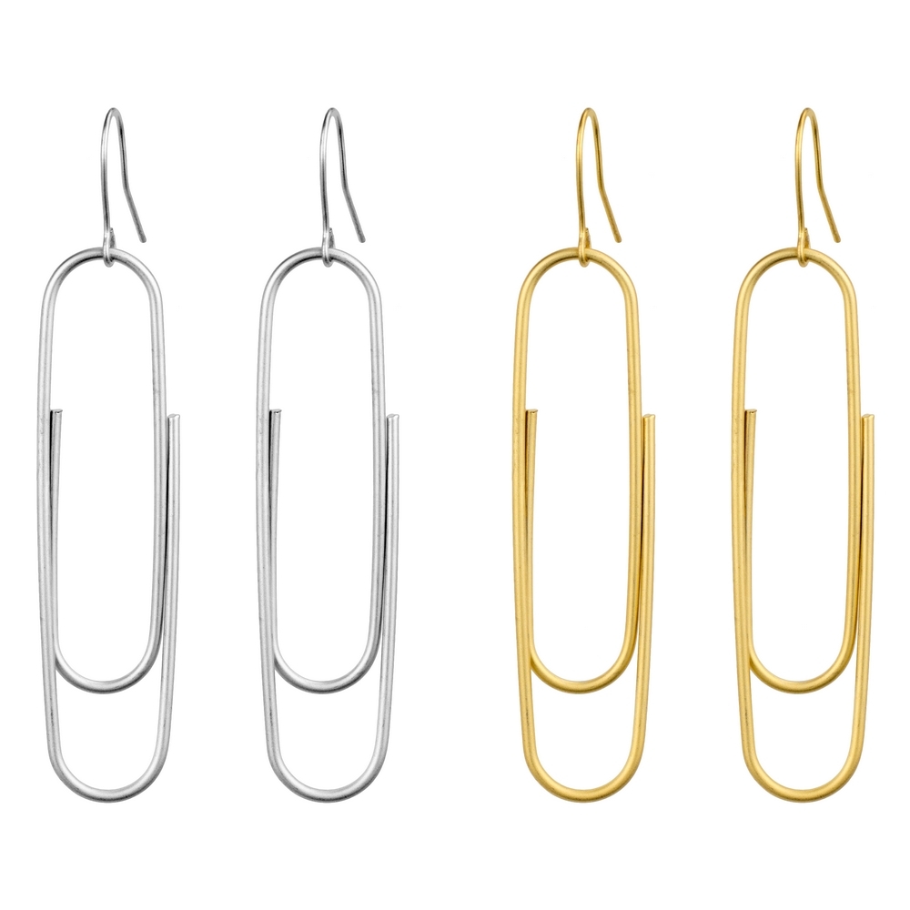 Drop earring maxi paperclip silver & gold