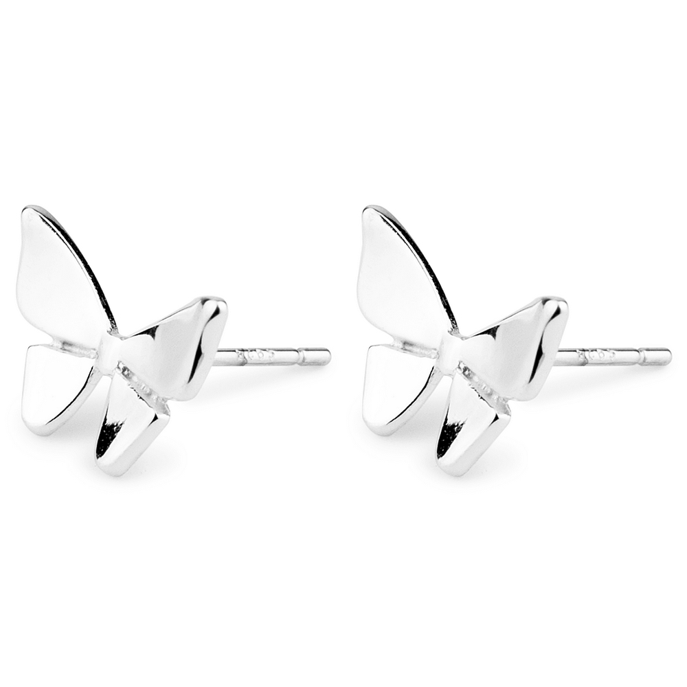 Stud earring mini butterfly solid silver