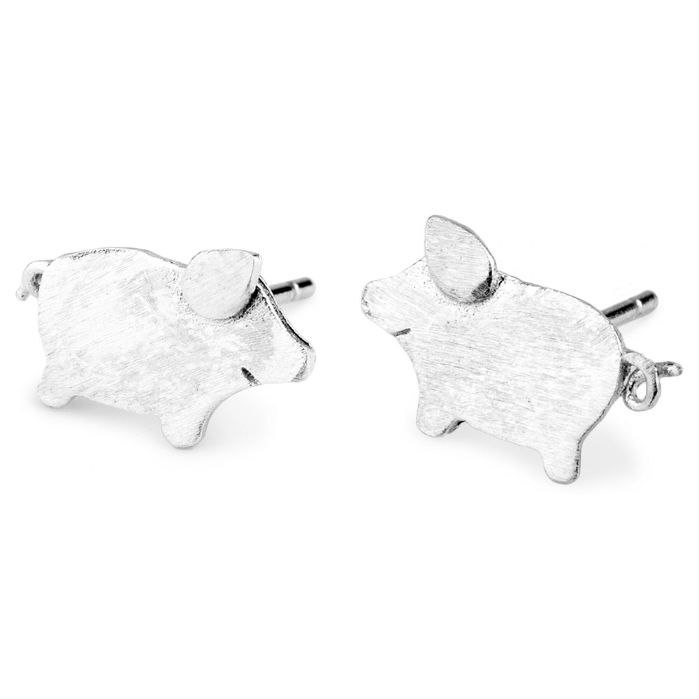 Stud earring mini pig silver