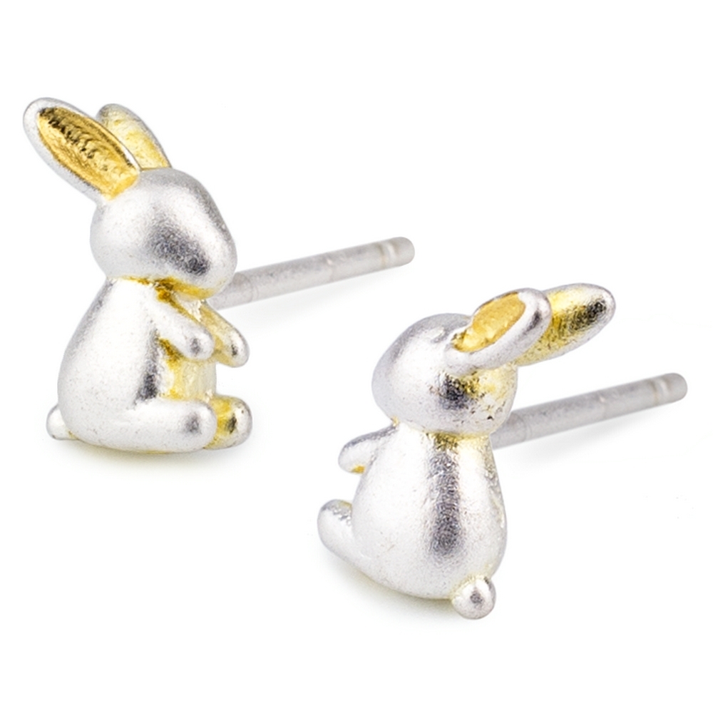 Stud earring mini rabbit silver