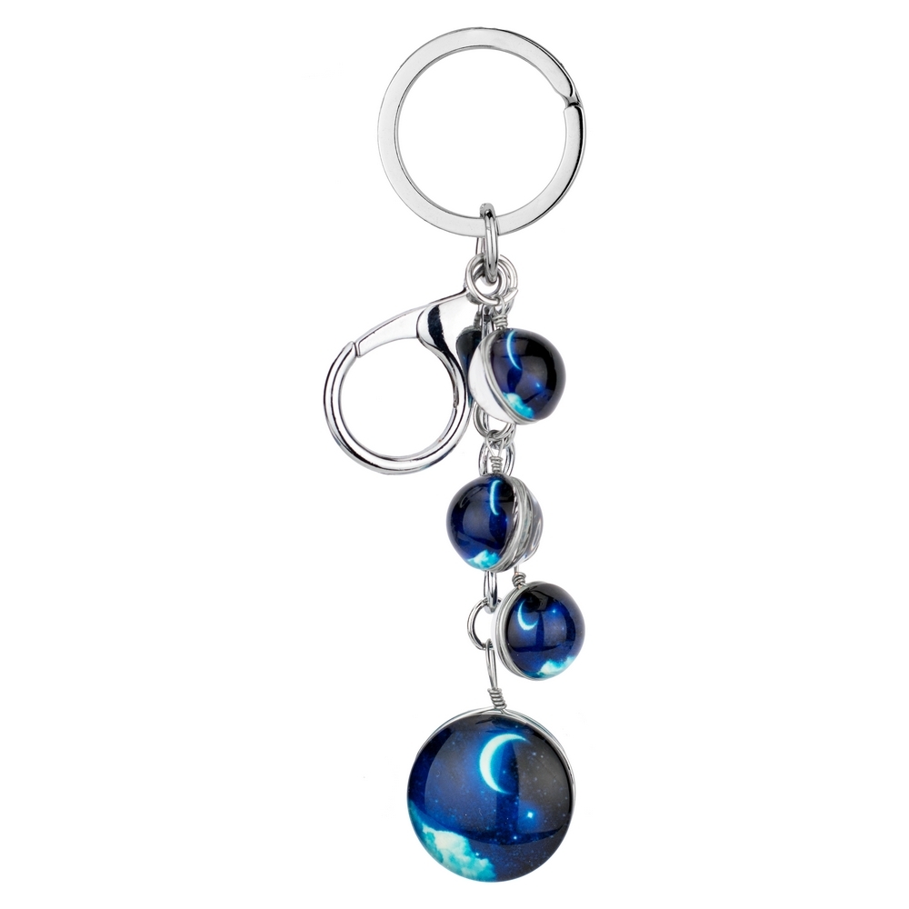 Keyring glass multi universe blue