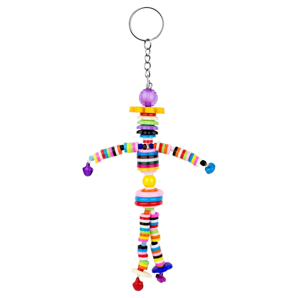 Keyring resin beaded rainbow clown multicoloured