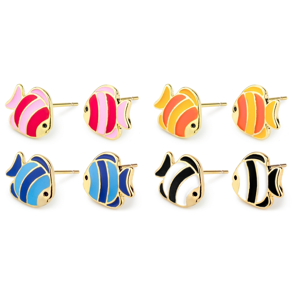 Stud earring enamel clown fish assorted colours