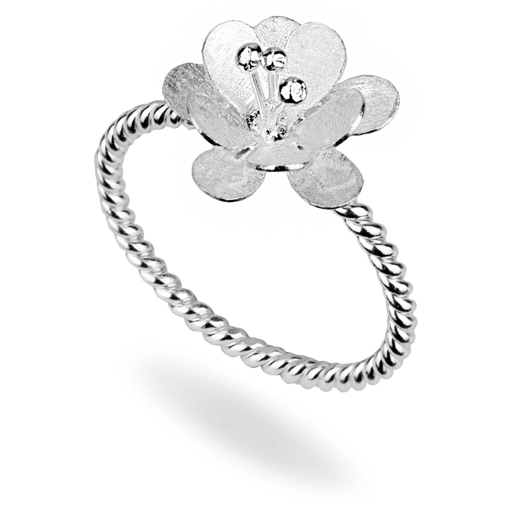 Ring 925 silver twist many petal flower silver