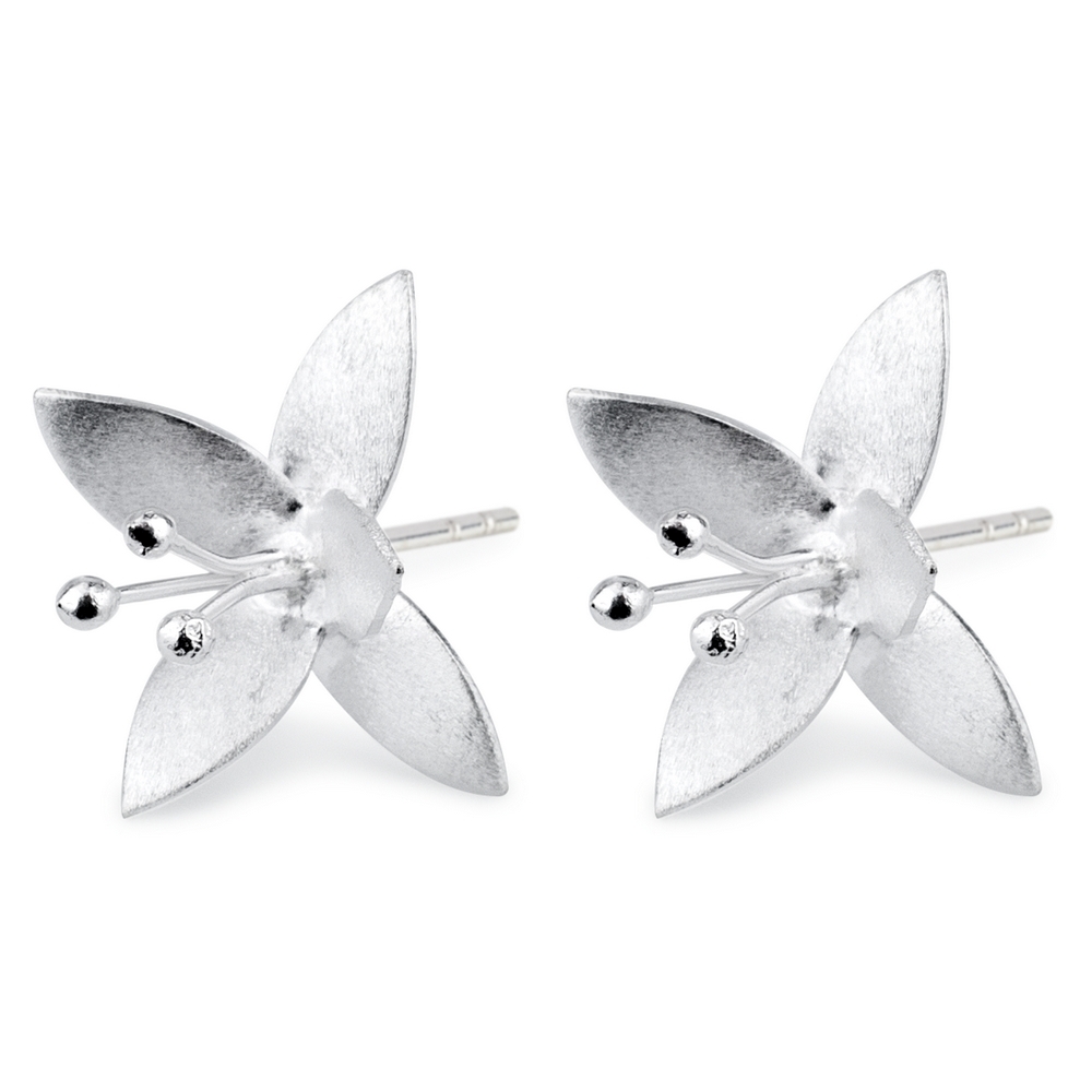 Stud earring 925 silver point flower silver