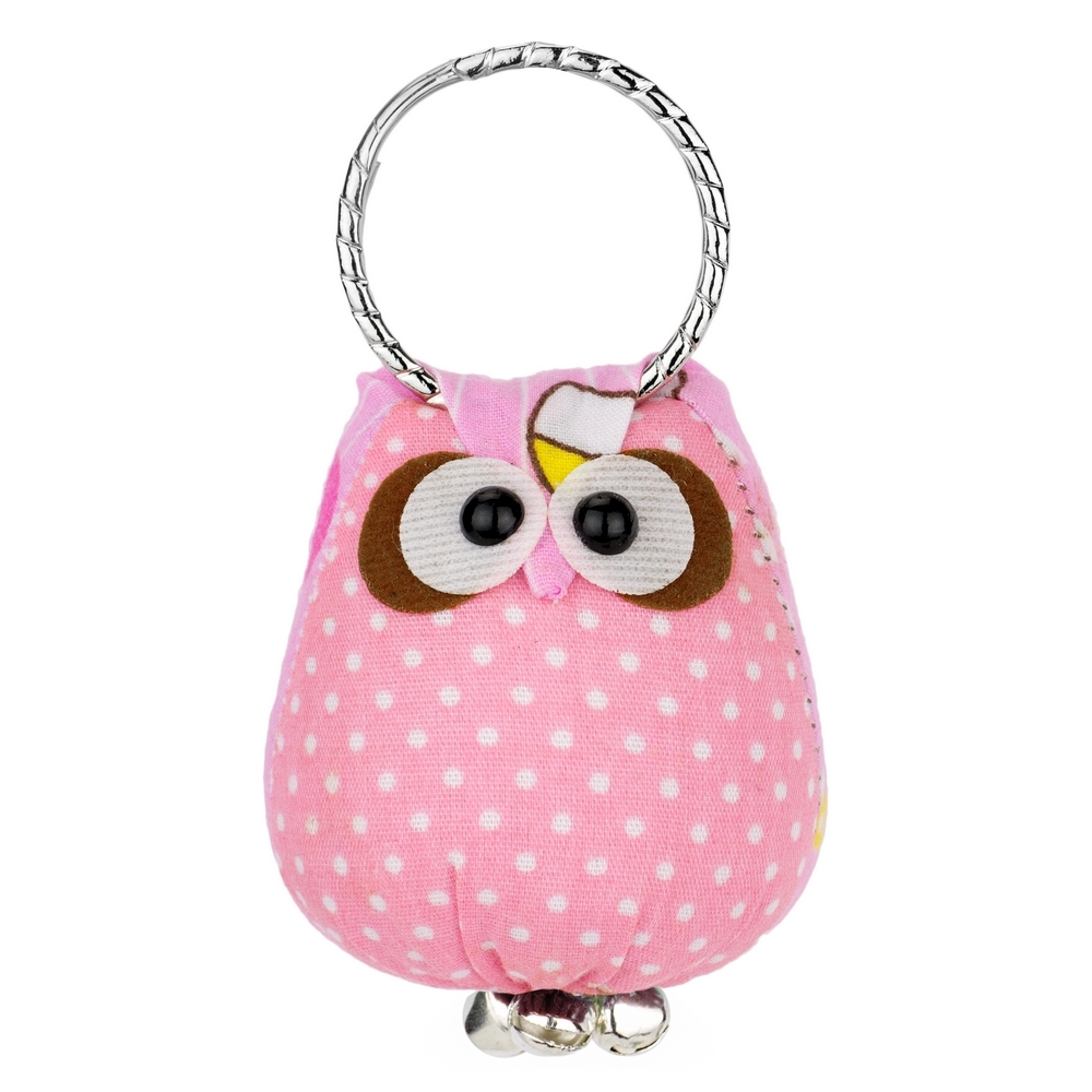 Keyring cotton owl pink