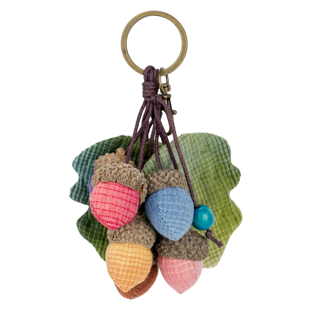 Keyring cotton acorns multicoloured