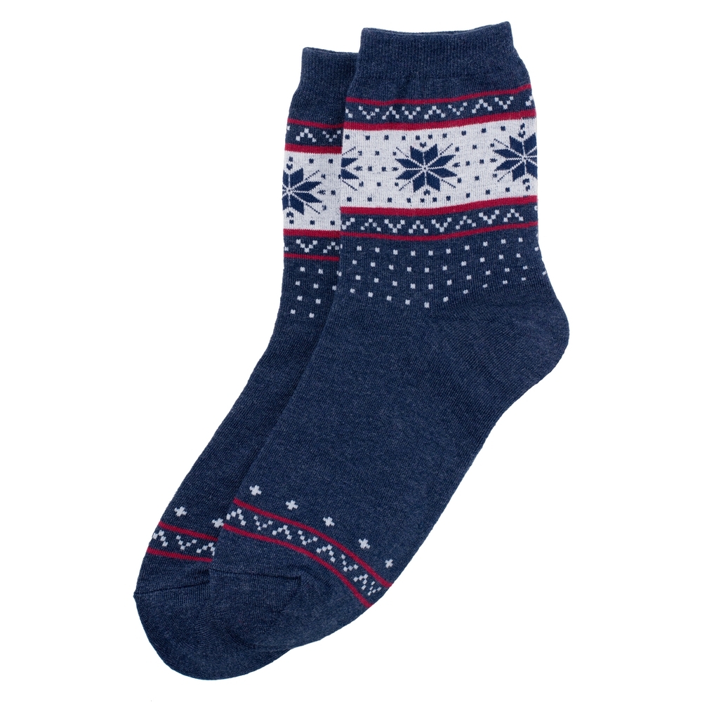Socks cotton & spandex scandi snowflake navy blue