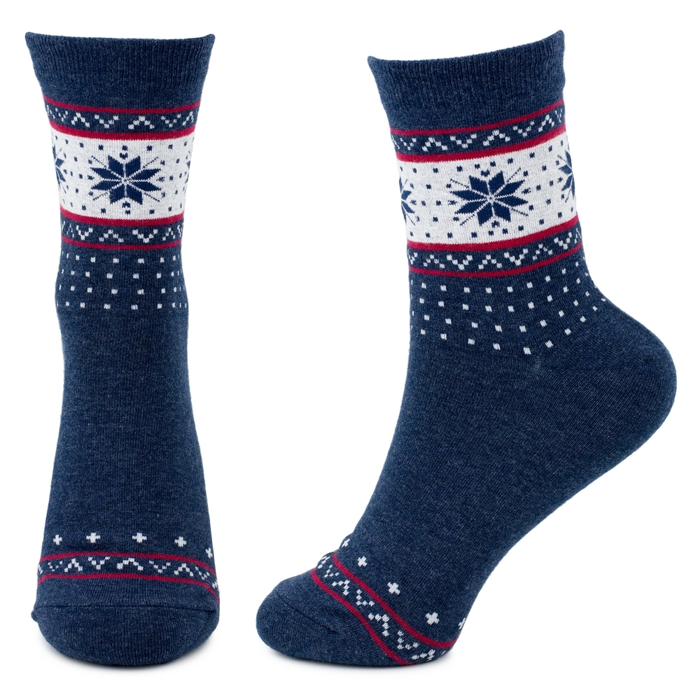 Socks cotton & spandex scandi snowflake navy blue - Image 2