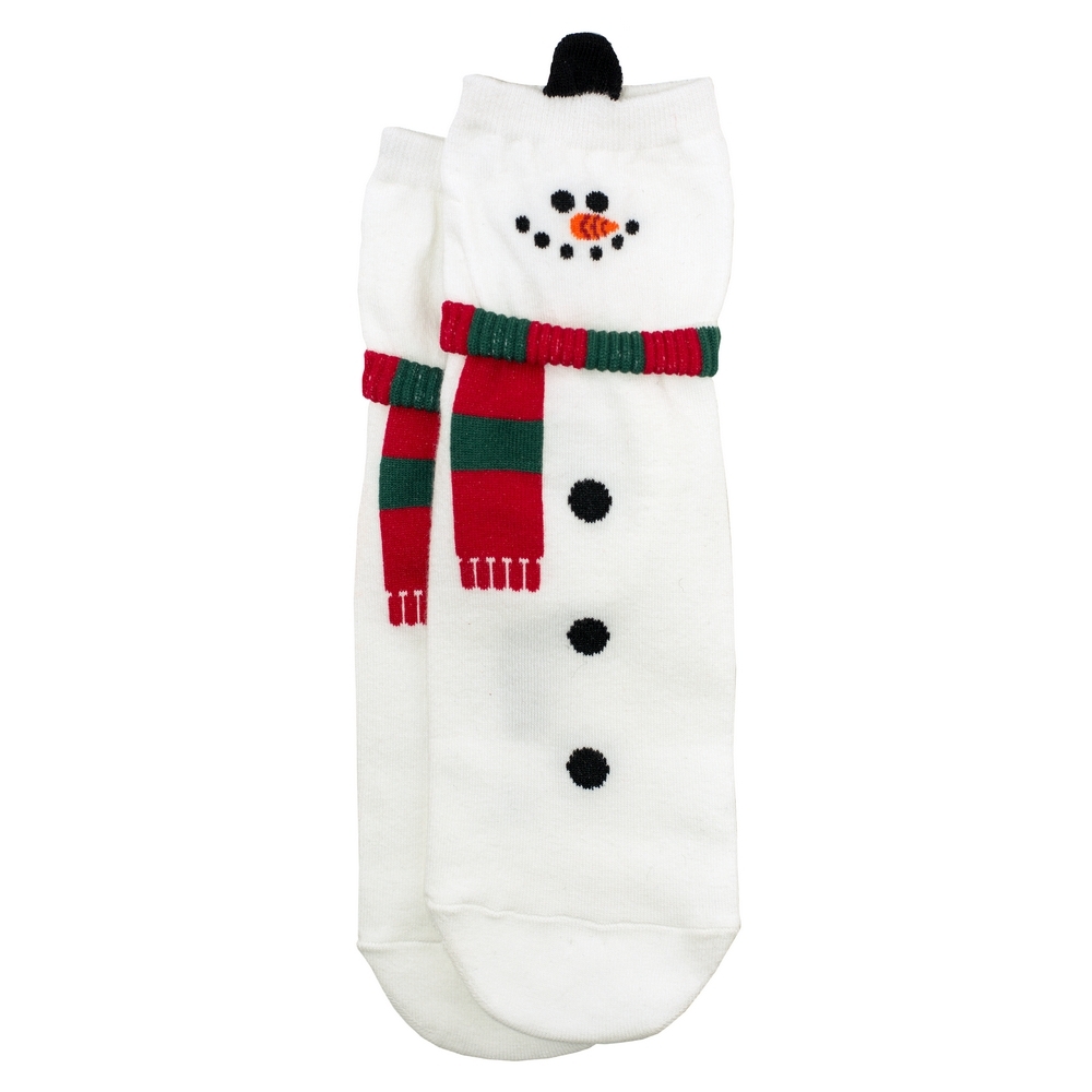 Socks cotton & spandex snowman white