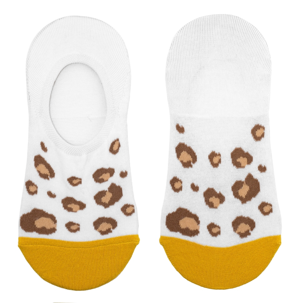 Socks cotton & spandex no-show giraffe print white