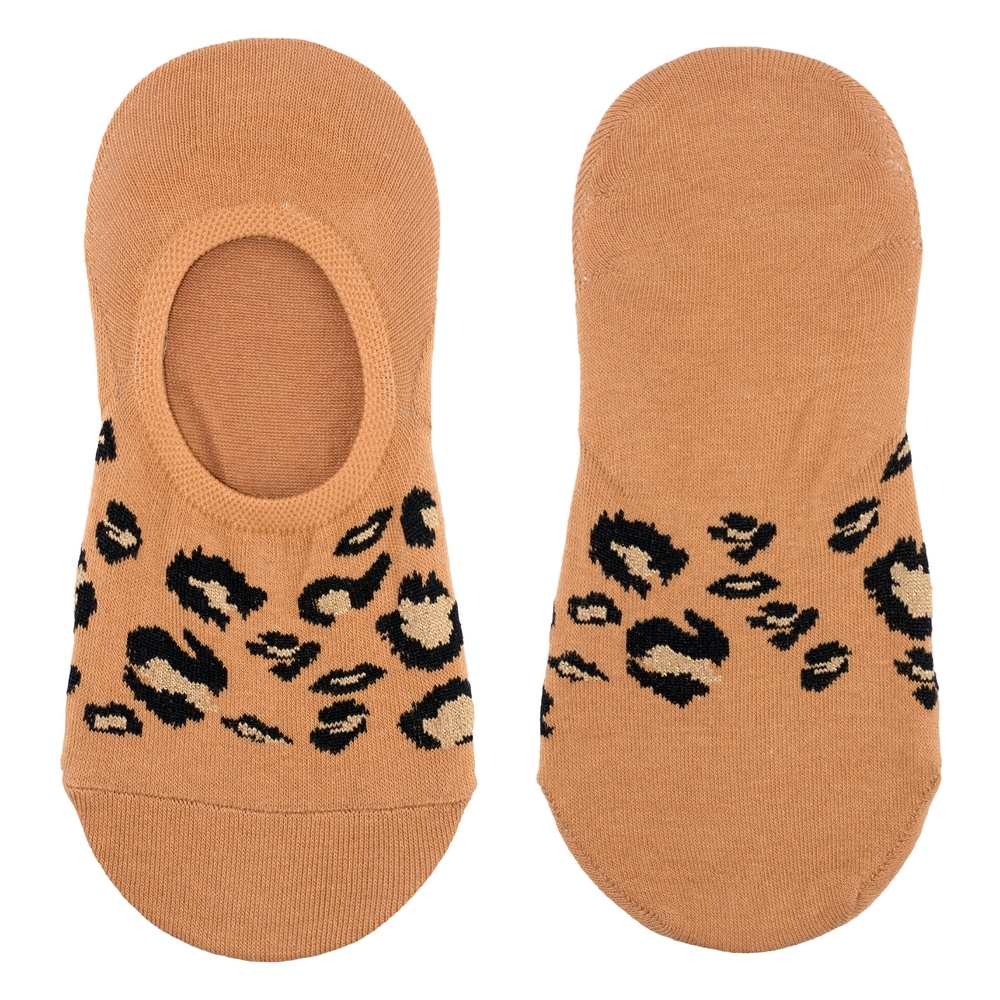 Socks cotton & spandex no-show animal print gold