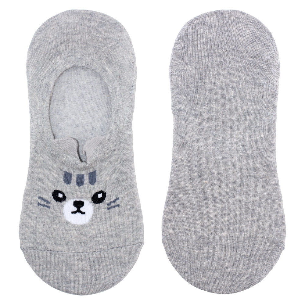 Socks cotton & spandex no-show cat grey