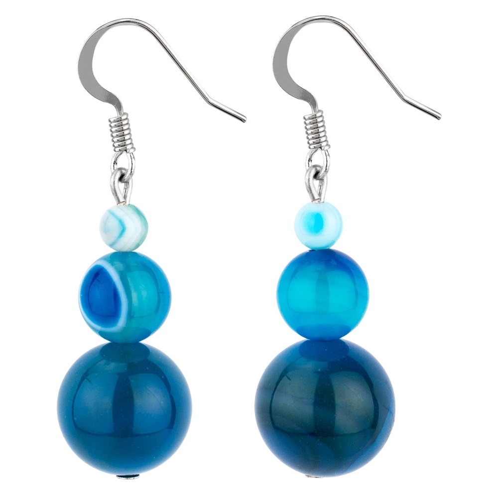 Drop earring agate stone ocean treble marbles blue