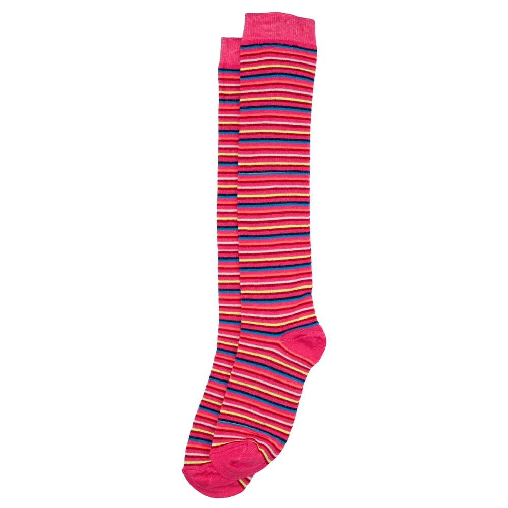 Socks cotton knee high fine stripe coral