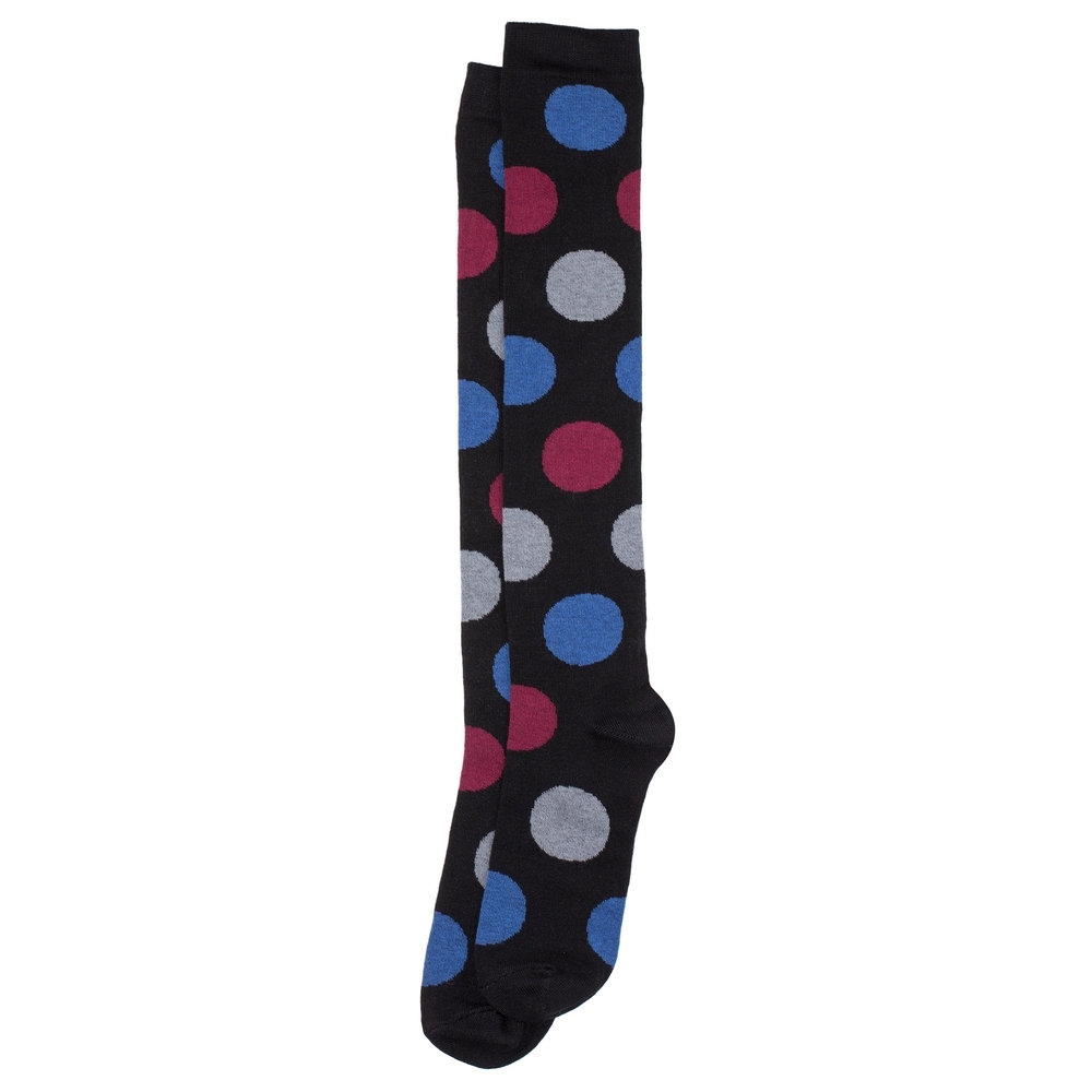 Socks cotton knee high polka blue & grey