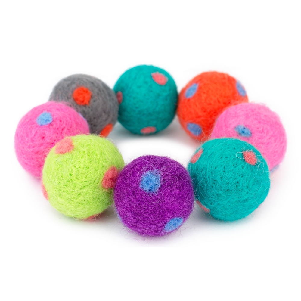 Bracelet felt polka pompom large multicoloured