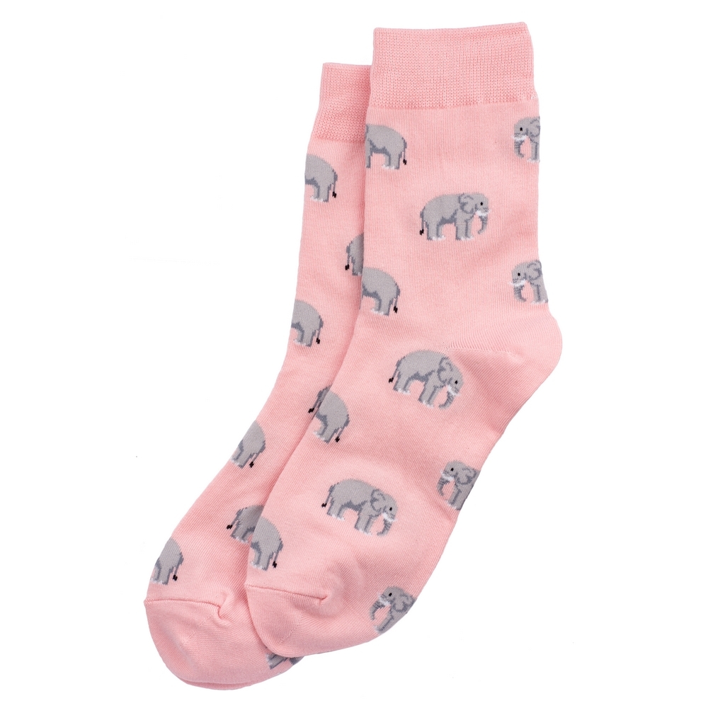 Socks cotton & spandex elephant herd pink