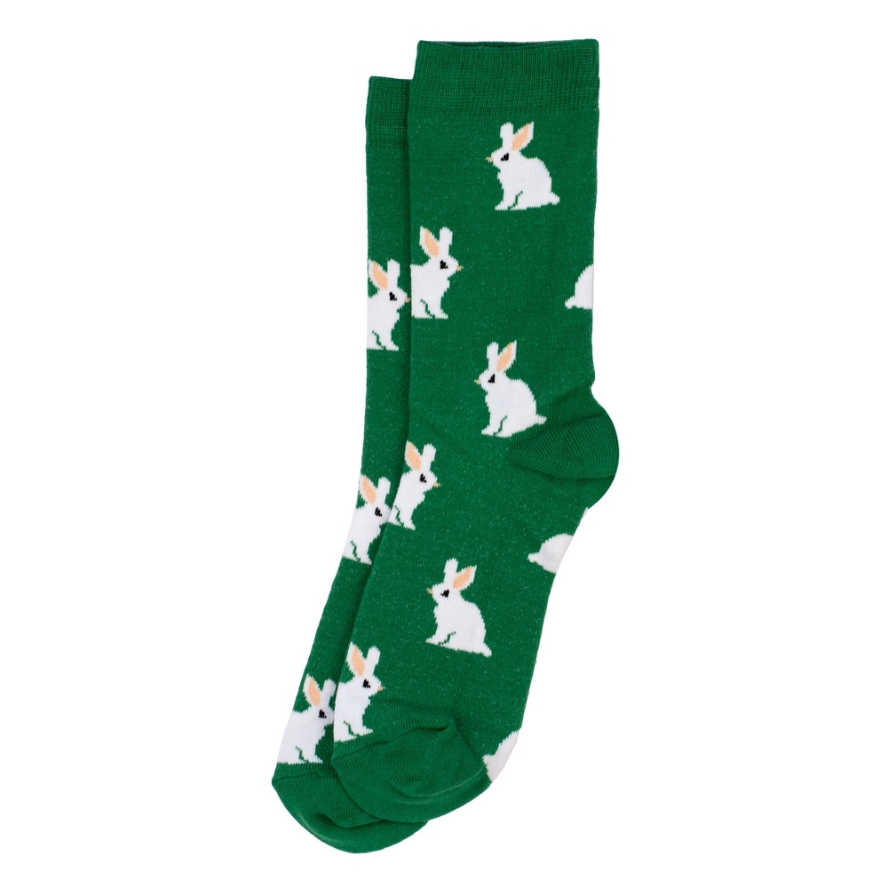 Socks cotton & spandex rabbit warren green