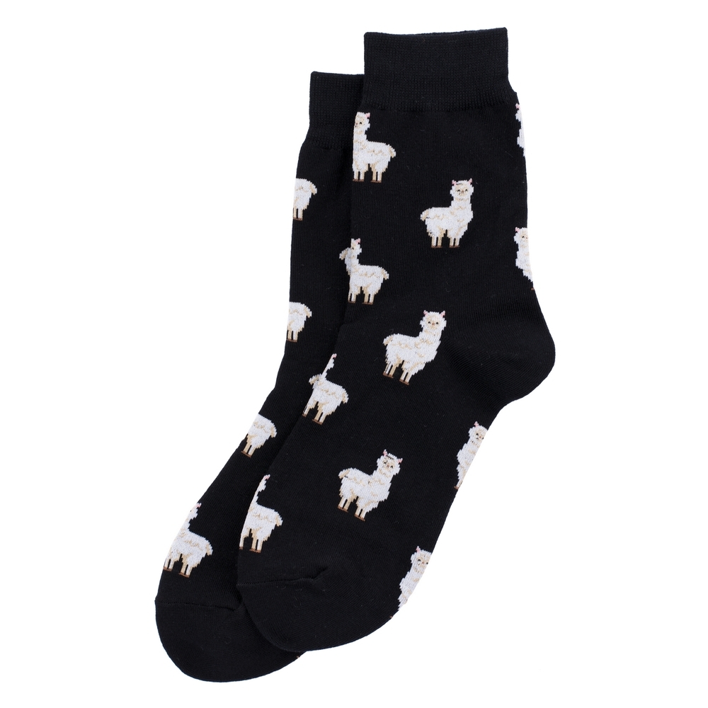Socks cotton & spandex llama herd black