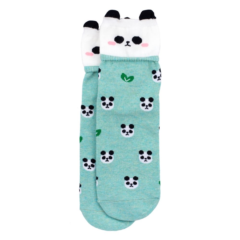 Socks cotton & spandex happy panda mint green