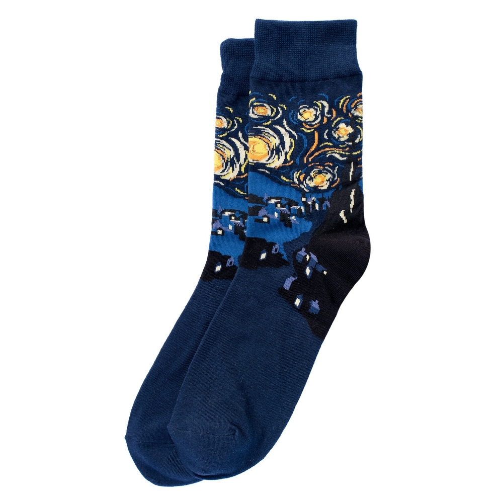 Socks cotton & spandex gents inspired by Van Gogh Starry Night navy blue