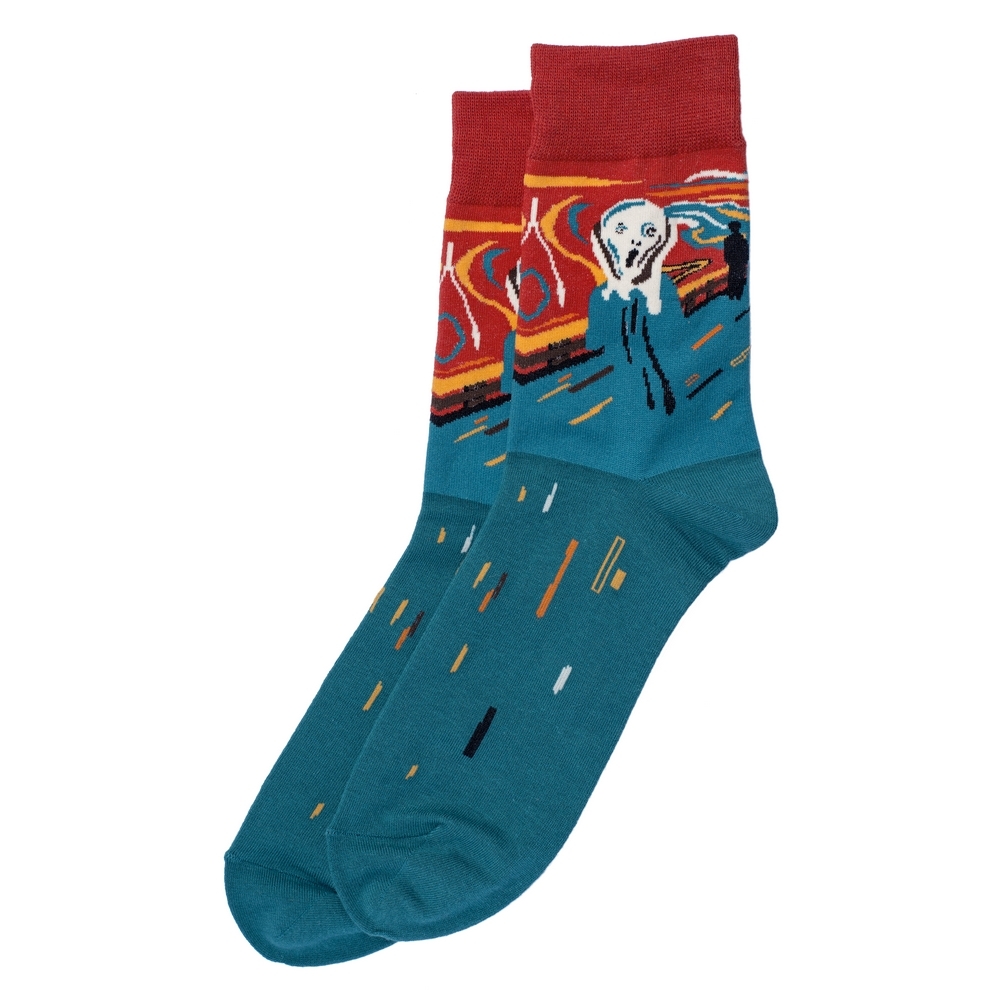 Socks cotton & spandex gents inspired by Munch The Scream green