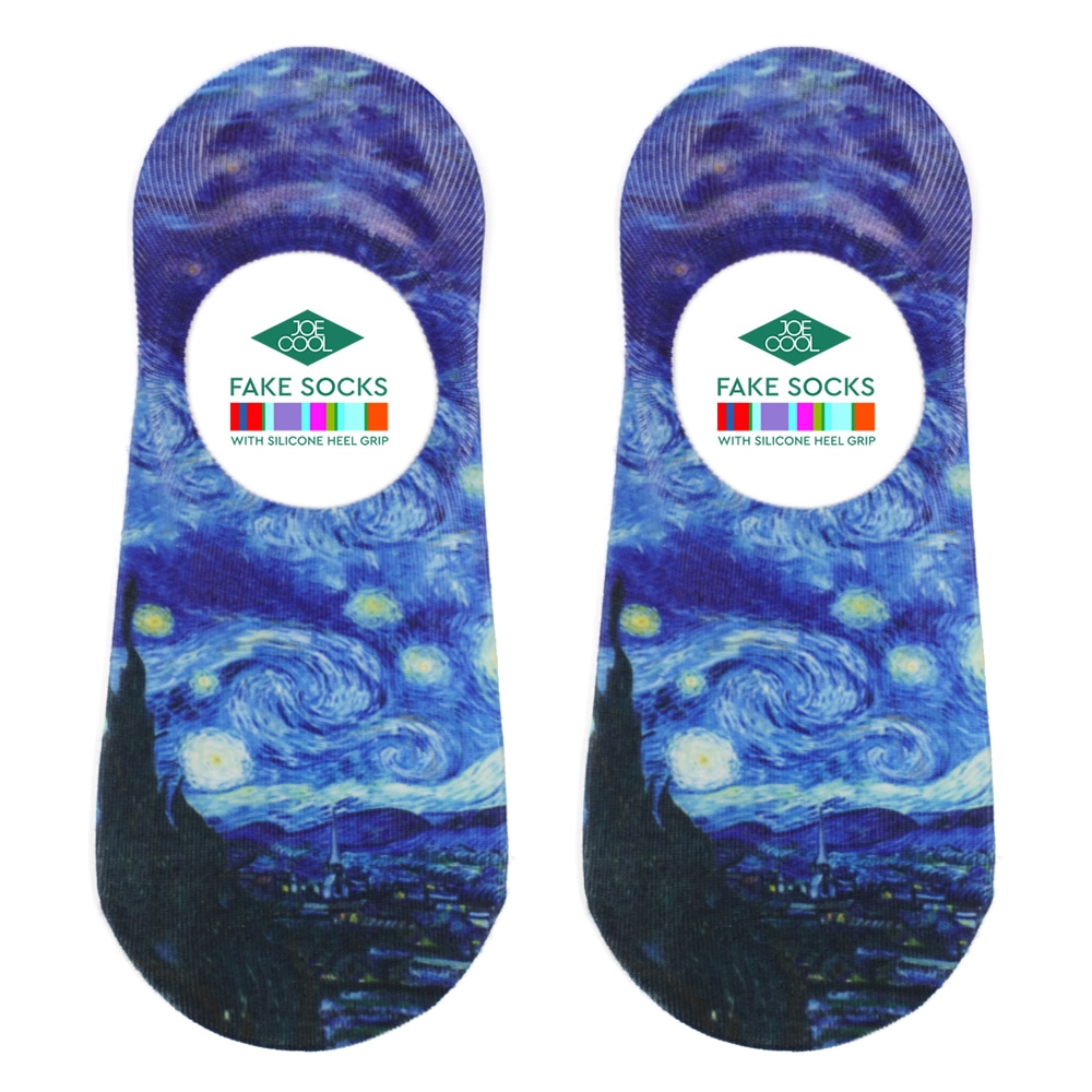 Socks no-show inspired by Van Gogh Starry Night navy blue