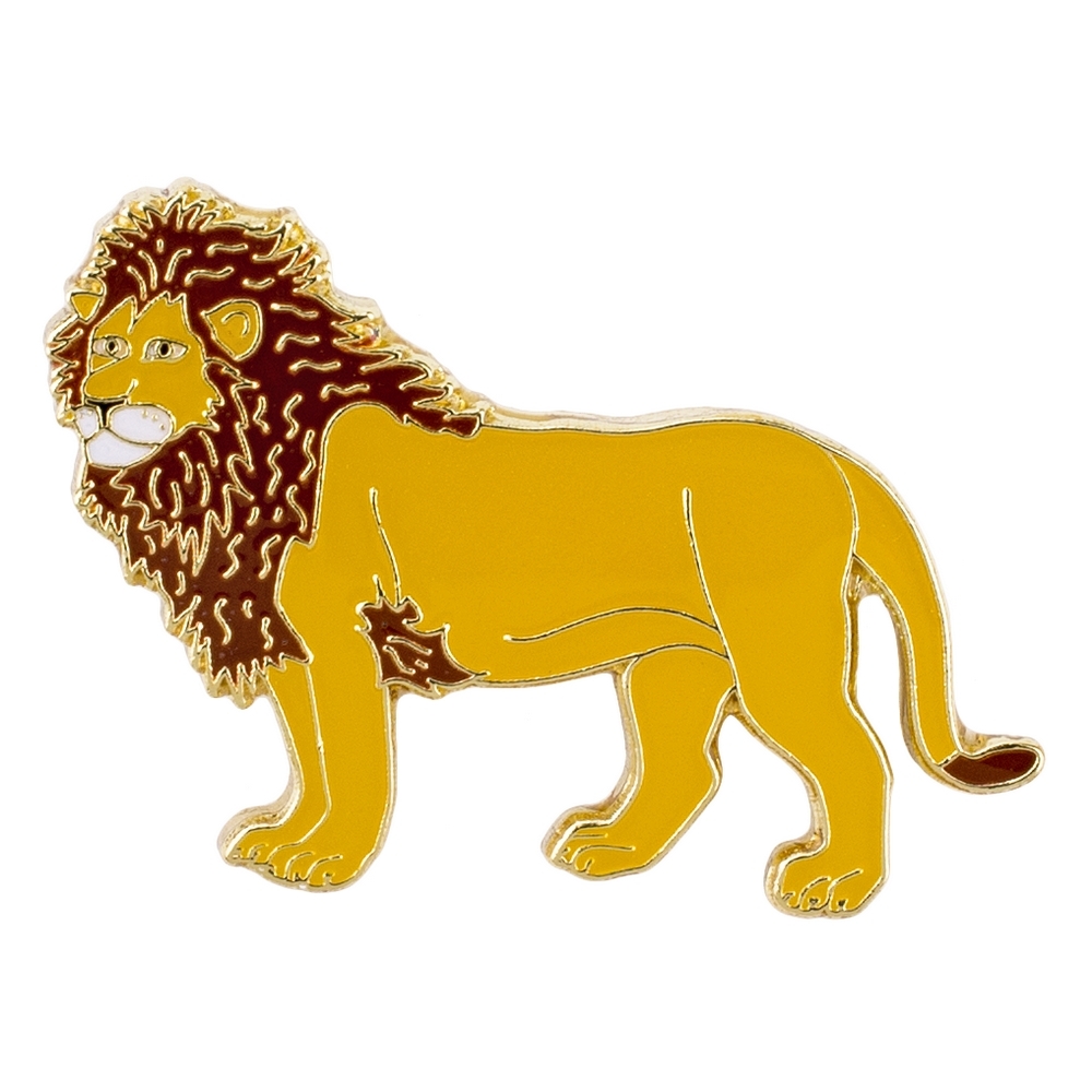 Clutch pin brooch lion