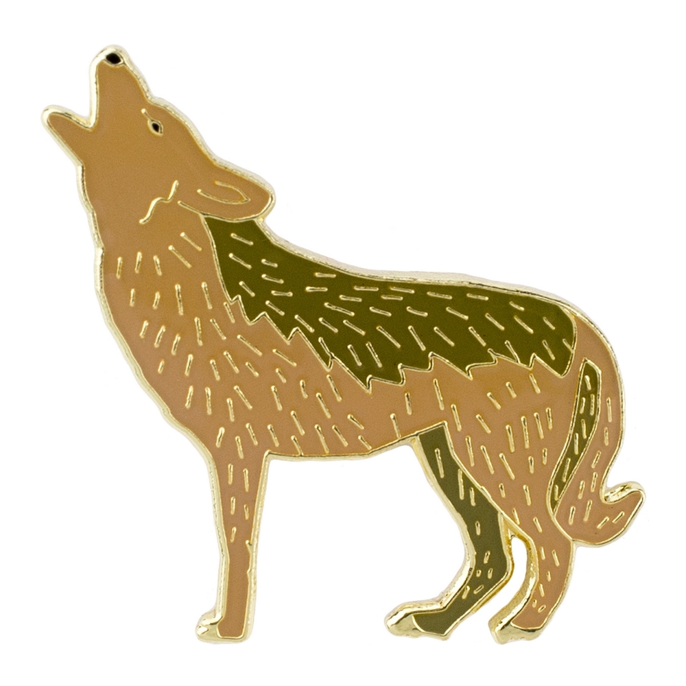 Clutch pin brooch wolf