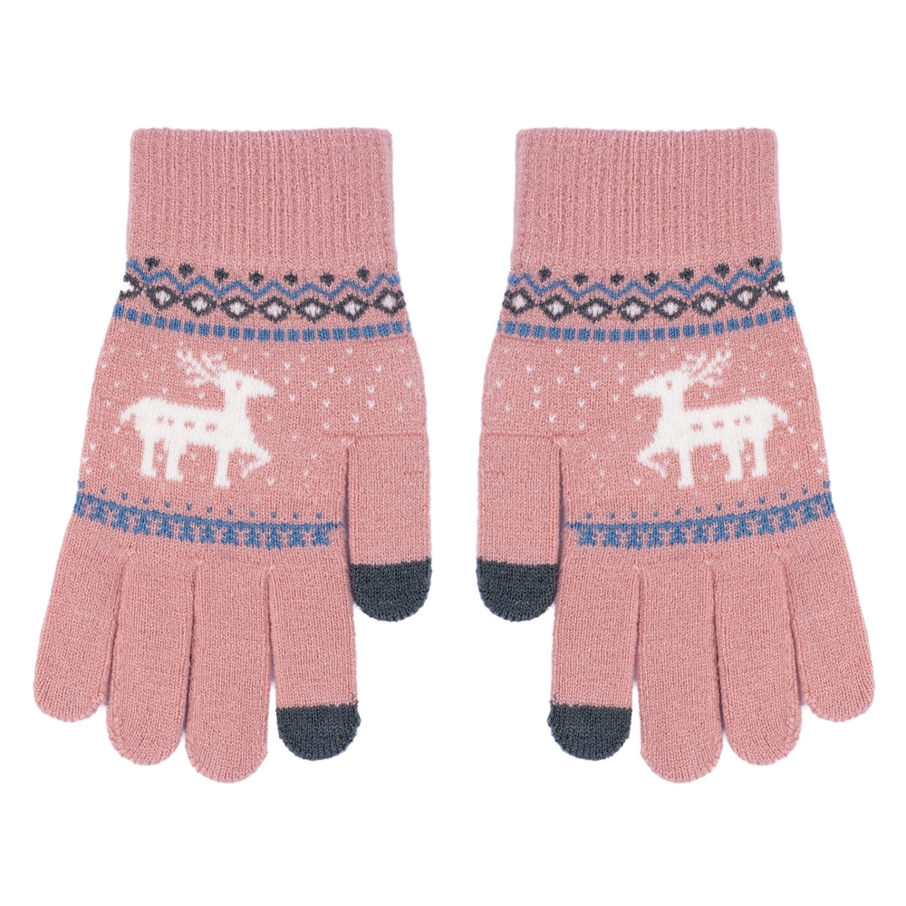 Gloves acrylic touchscreen scandi deer light pink