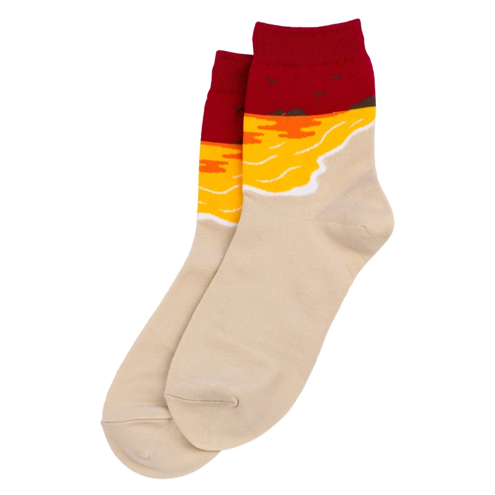Socks cotton & spandex beach scene multicolour