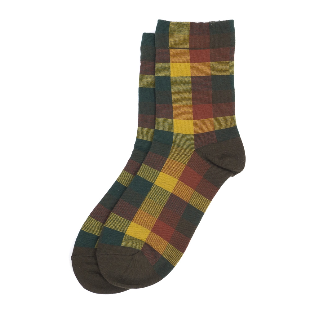 Socks cotton & spandex warm tone check red