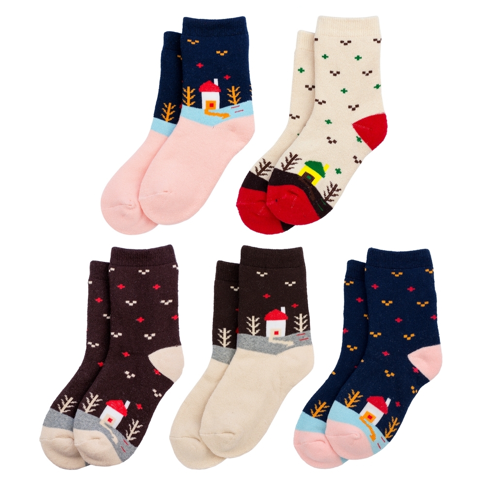 Socks cotton & spandex kids winter scene 3-5 years multicoloured