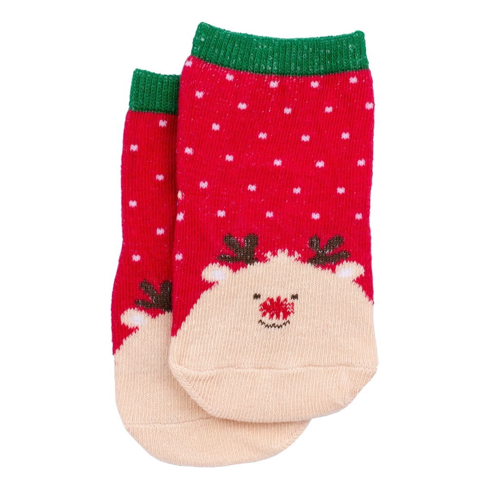 Socks cotton & spandex kids rudolph 3-5 years red