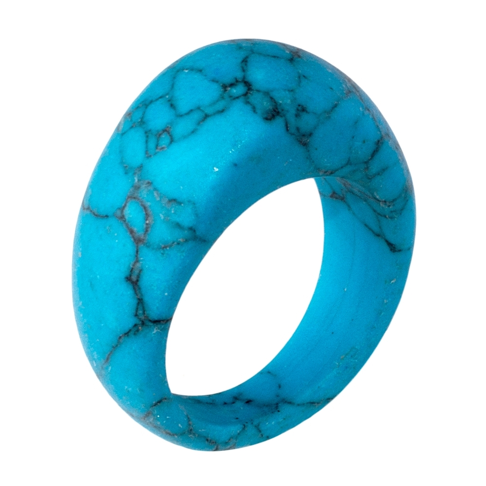 Ring stone reconstituted turquoise band with dome turquoise