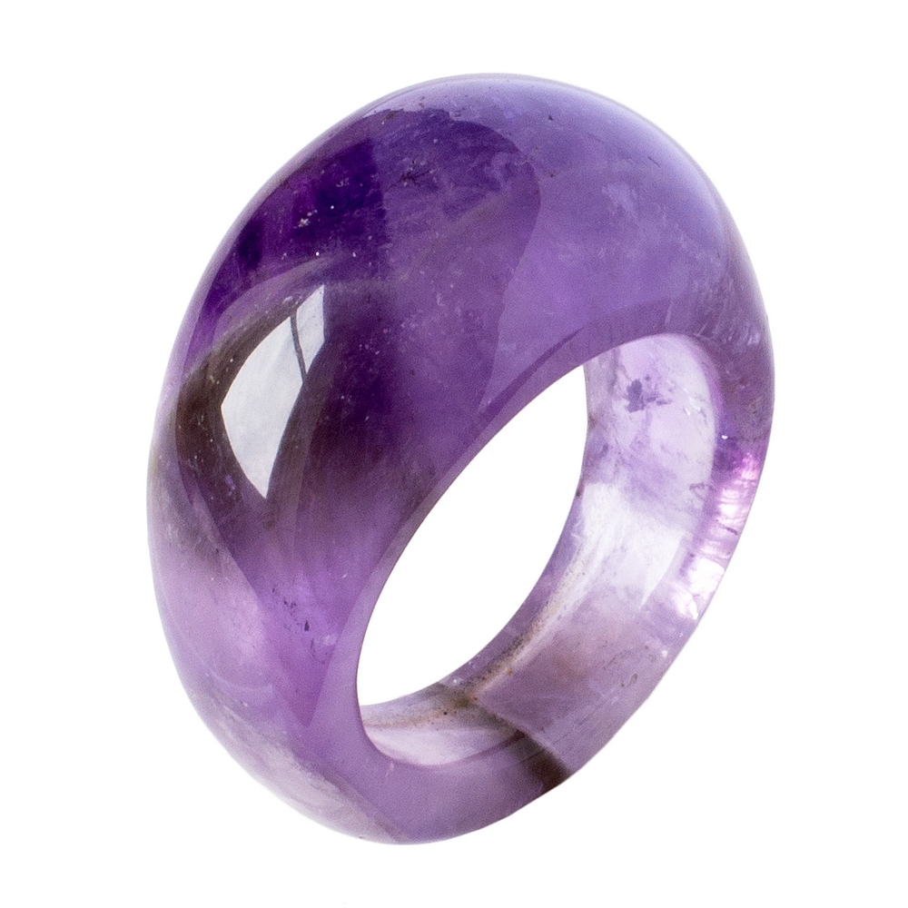 Ring stone amethyst band with dome purple