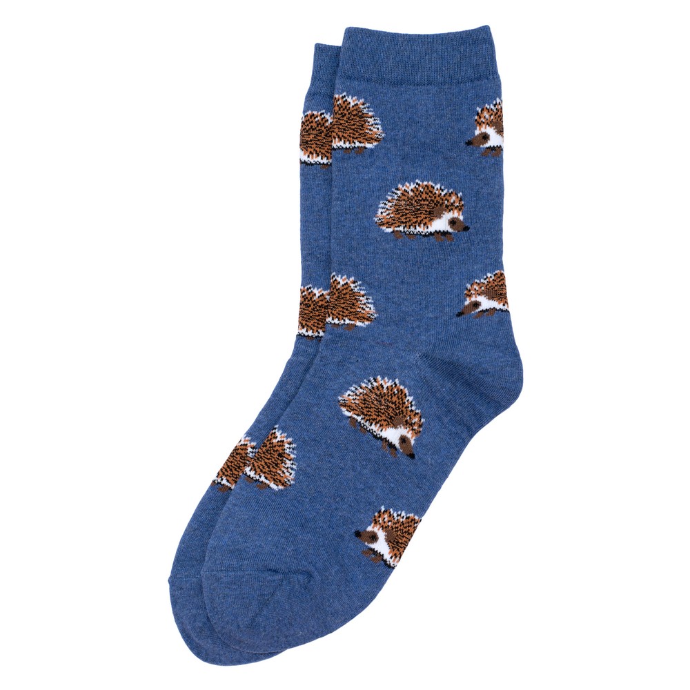 Socks cotton & spandex hedgehog friends blue