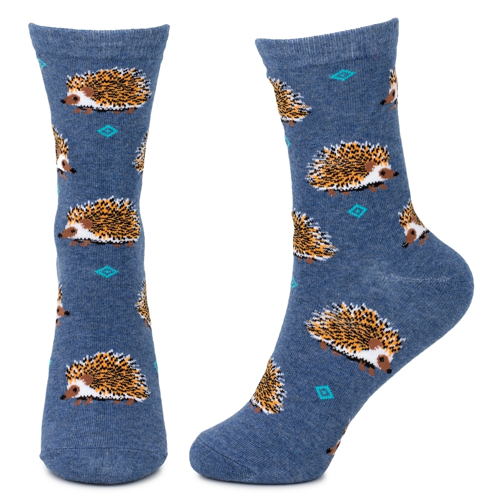 Socks cotton & spandex hedgehog friends blue - Image 2