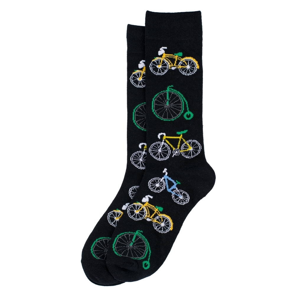 Socks cotton & spandex gents penny farthing bicycle black