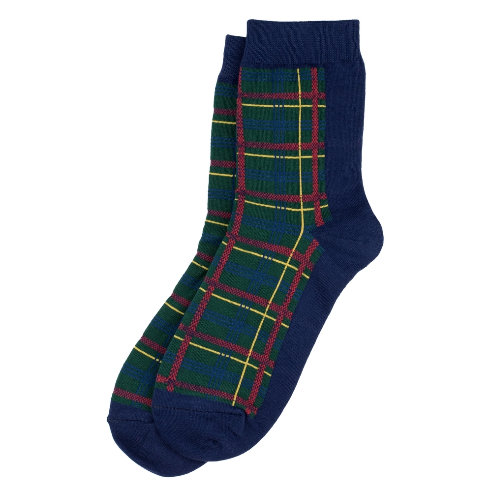 Socks cotton & spandex winter tartan check navy blue