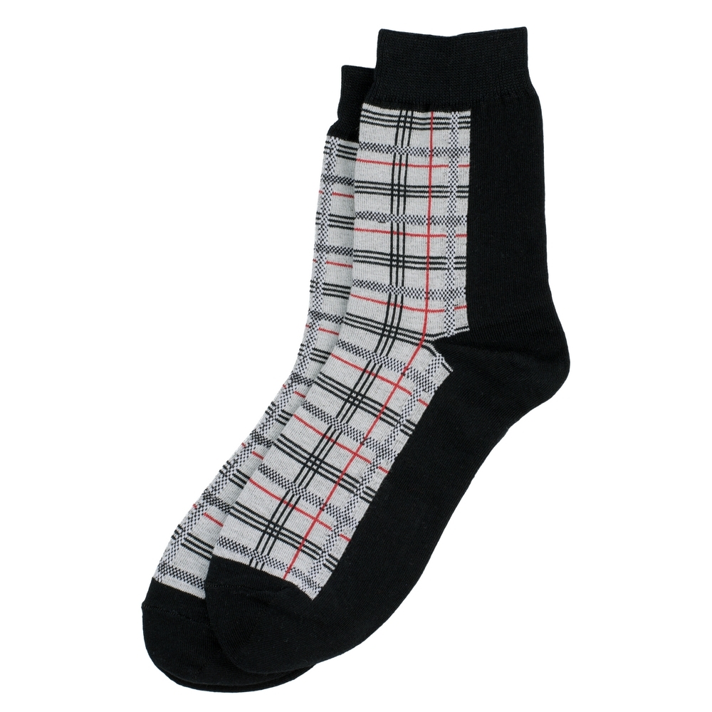 Socks cotton & spandex winter tartan check black
