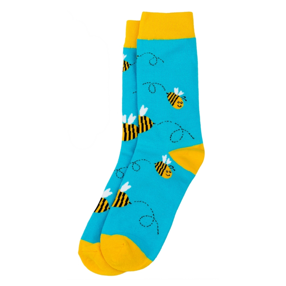 Socks cotton & spandex cute bee blue