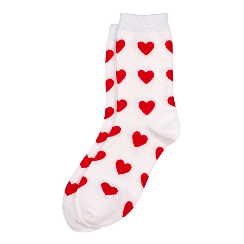 Socks cotton & spandex power of love hearts white