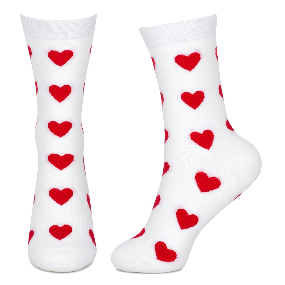 Socks cotton & spandex power of love hearts white - Image 2