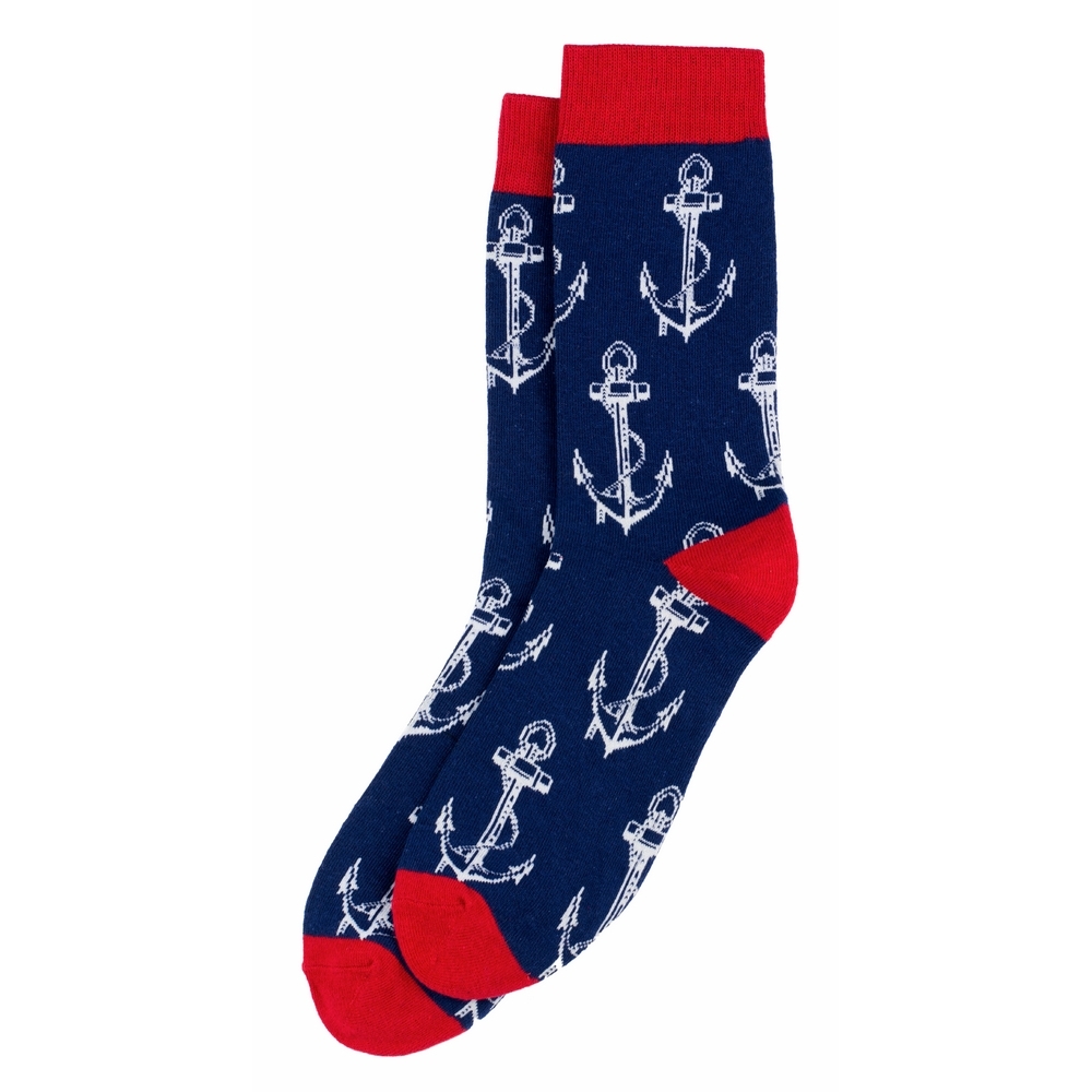 Socks cotton & spandex gents anchors navy